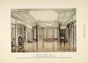 1913 Georgian Dining Hall H. Davis Richter Design Print - ORIGINAL AD1