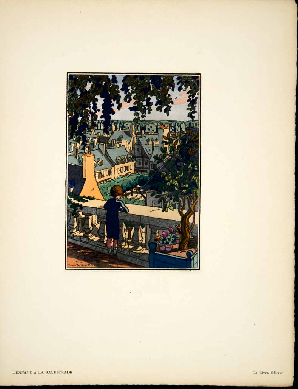 1929 Lithograph Pierre Brissaud L'Enfant a la Balustrade Rene Boylesve ADLB2