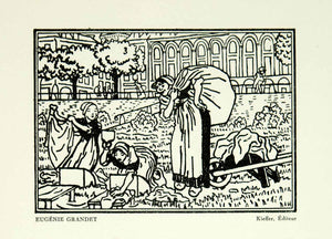 1929 Lithograph Brissaud Eugenie Grandet Balzac Washerwomen Illustration ADLB2