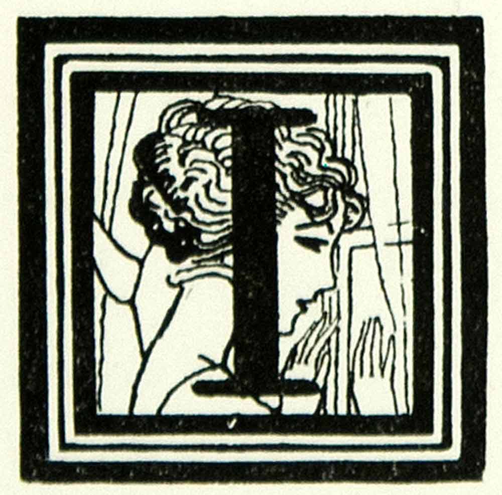 1929 Lithograph Pierre Brissaud Initial Cap Letter "I" Woman Decorative ADLB2