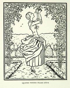 1929 Lithograph Brissaud Quatre Petites Filles Eve Sarazin de Verly ADLB2