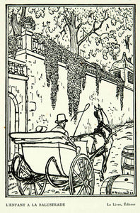 1929 Lithograph Pierre Brissaud Enfant a la Balustrade Carriage ADLB2