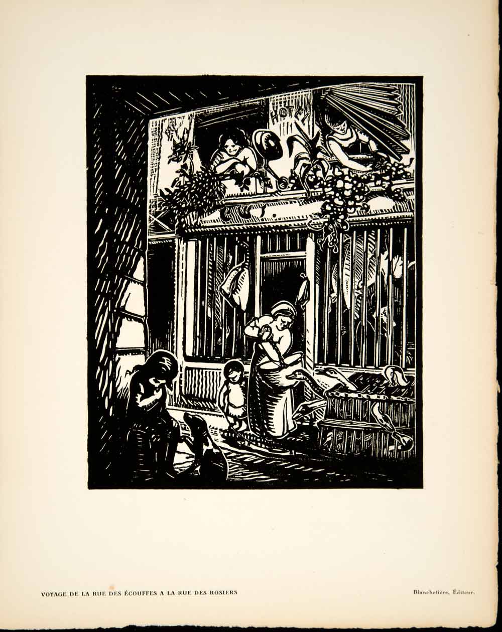 1930 Lithograph Gabriel Belot Voyage de la Rue des Ecouffes Hesse Woodcut ADLB5