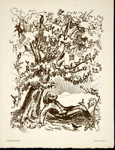 1930 Lithograph Gabriel Belot Colas Brueugnon Romain Rolland Tree Birds ADLB5