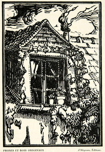 1930 Lithograph Gabriel Belot Proses et Bois Originaux Window Gable ADLB5