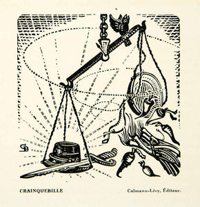 1930 Lithograph Gabriel Belot Crainquebille Anatole France Balance Scale ADLB5