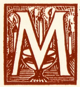 1930 Lithograph Gabriel Belot Initial Cap Letter "M" Decorative Font ADLB5