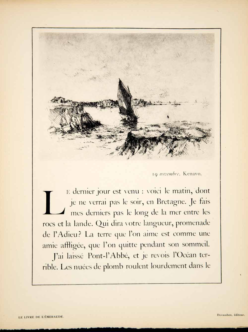 1930 Heliogravure Auguste Brouet Livre de l'Emeraude Suares Brittany ADLB6
