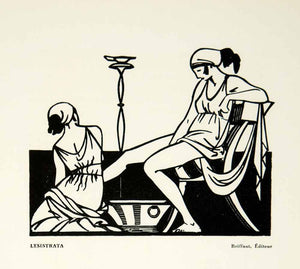 1928 Lithograph Carlegle Art Lysistrata Greek Women Comedy Aristophanes ADLC2