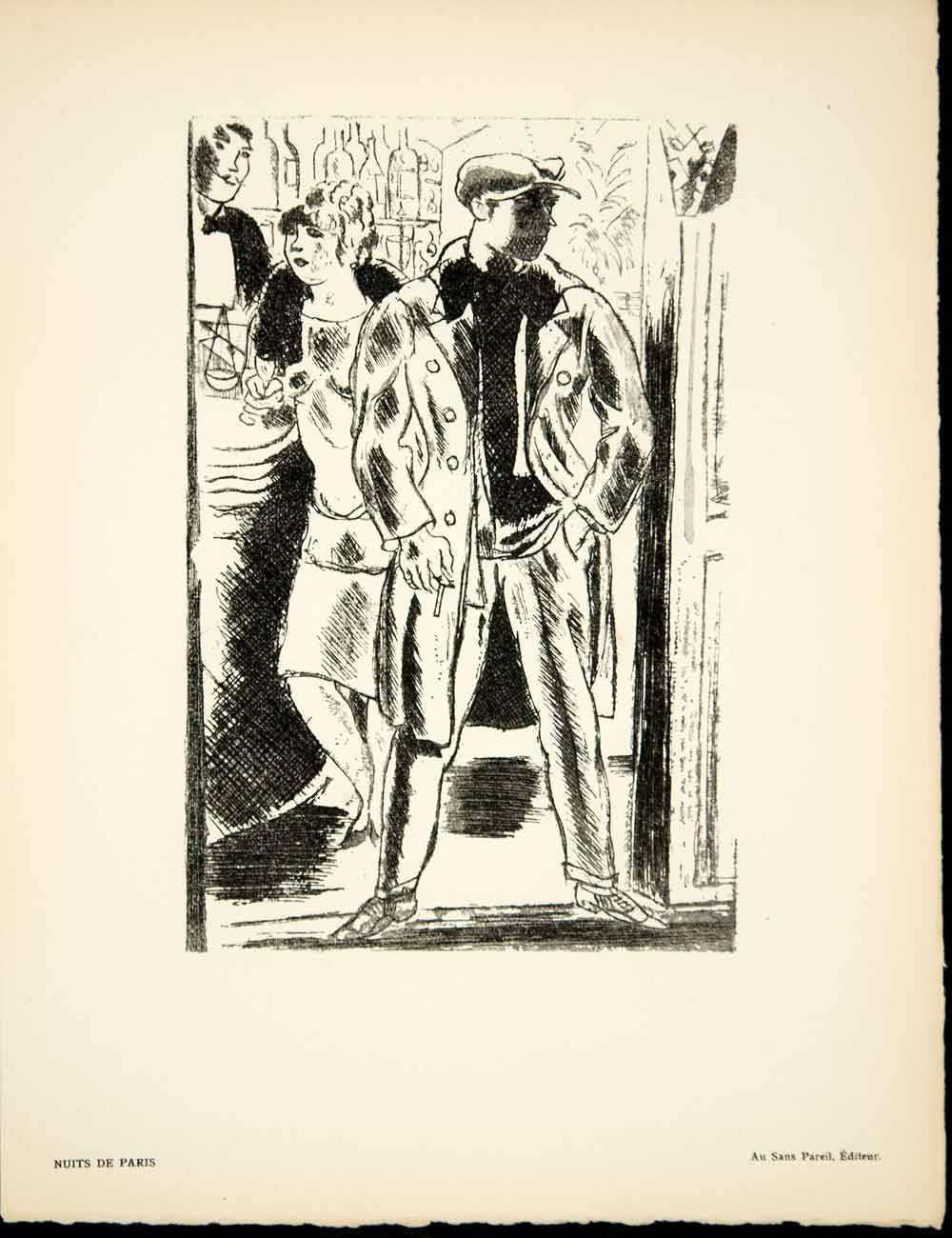 1929 Print Andre Dignimont Nuits de Paris Francis Carco Book Illustration ADLD1