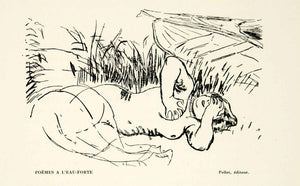 1931 Lithograph Louis Legrand Nude Woman Poemes a l'Eau-Forte Illustration Art
