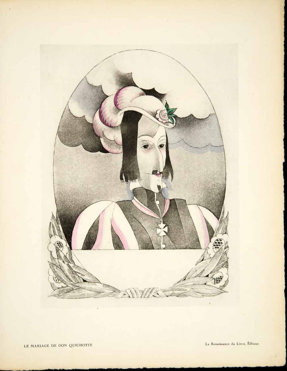 1928 Lithograph Charles Martin Mariage de Don Quichotte Quixote Toulet Art ADLM2