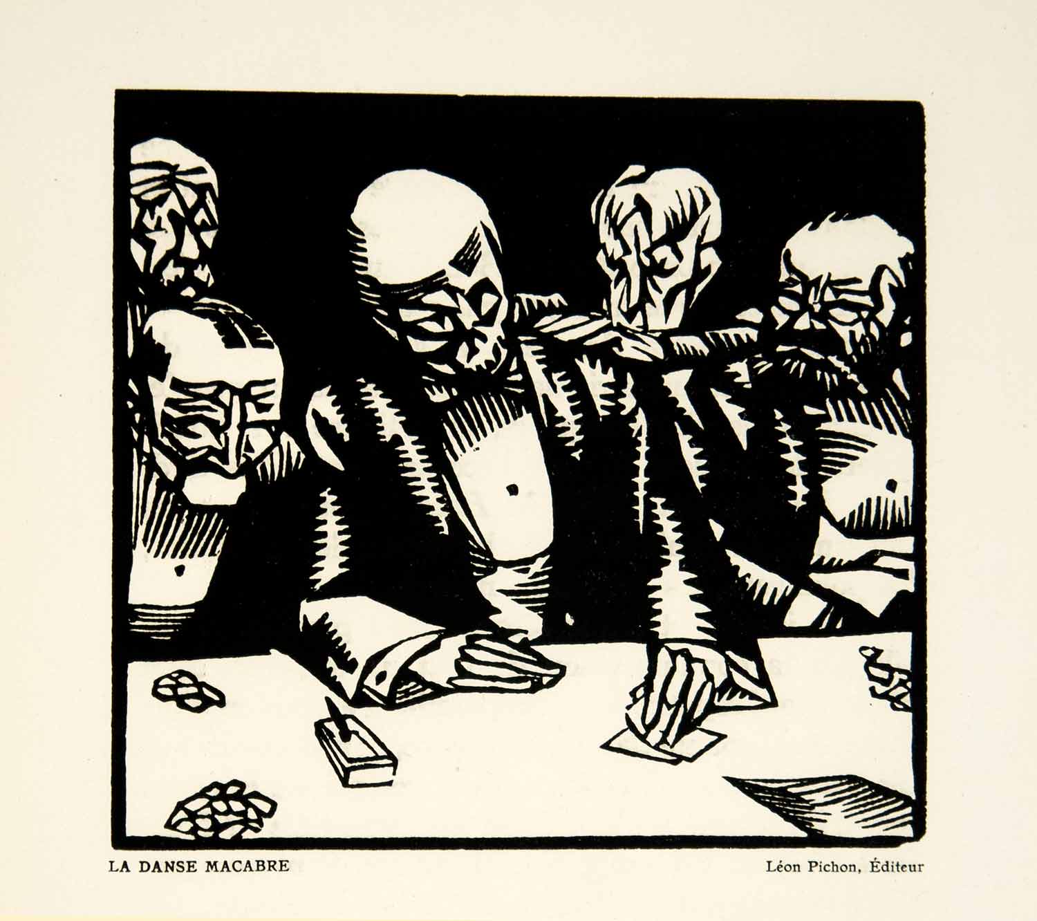 1929 Lithograph Hermann-Paul Danse Macabre Dance Death Skull Illustration ADLP1
