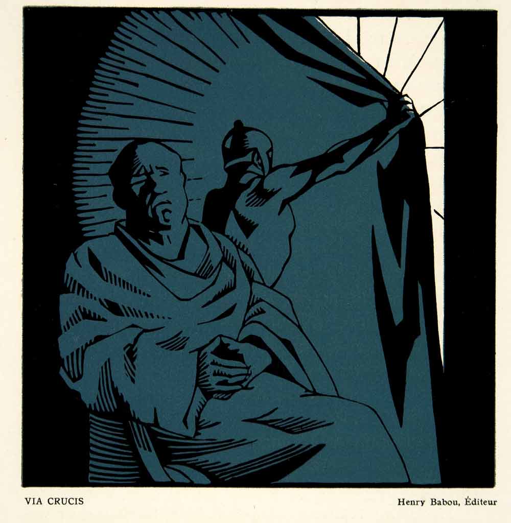 1929 Lithograph Hermann-Paul Art Via Crucis Augusto d'Halmar Illustration ADLP1
