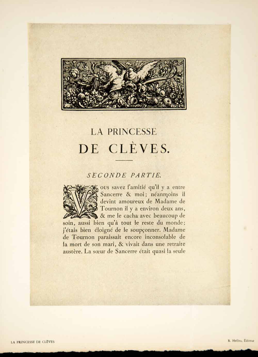 1933 Heliogravure Perrichon La Princesse de Cleves Book Illustration Page ADLP2