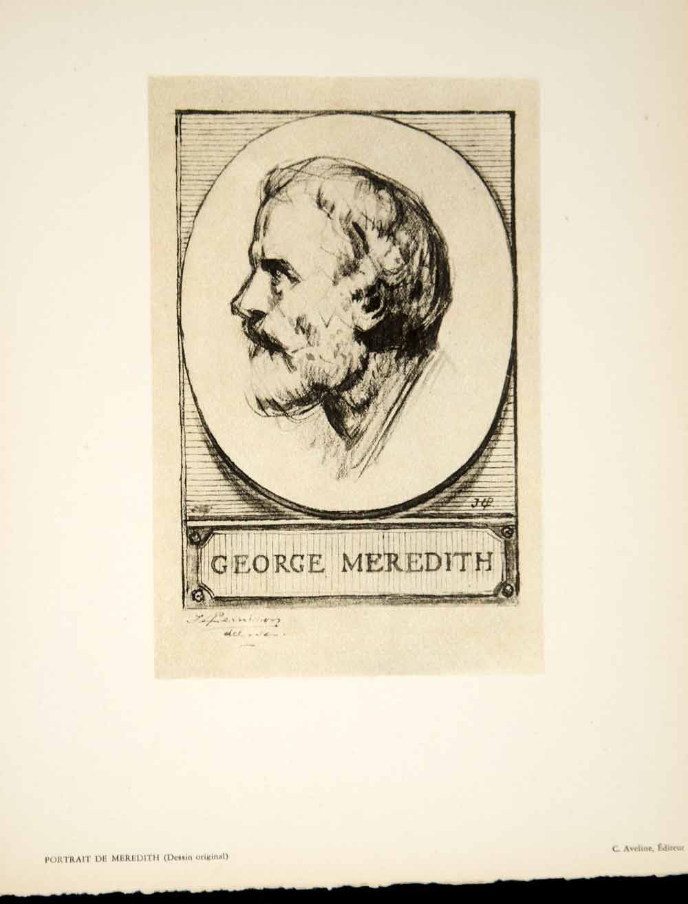 1933 Heliogravure Jules-Leon Perrichon Art George Meredith Portrait Poet ADLP2