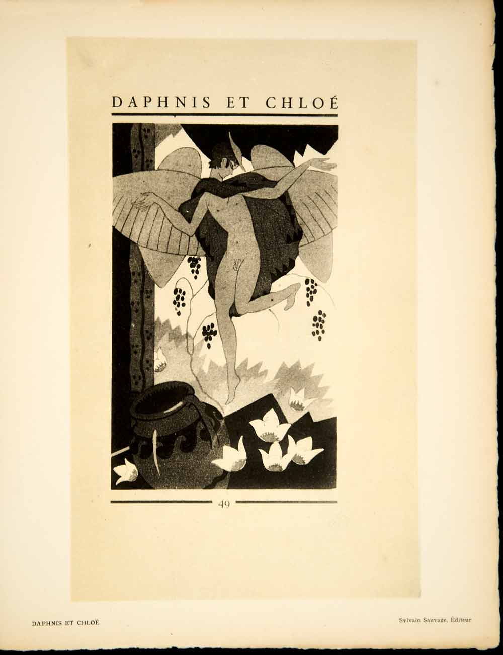 1929 Heliogravure Sylvain Sauvage Daphnis Chloe Greek Myth Book Illustration Art