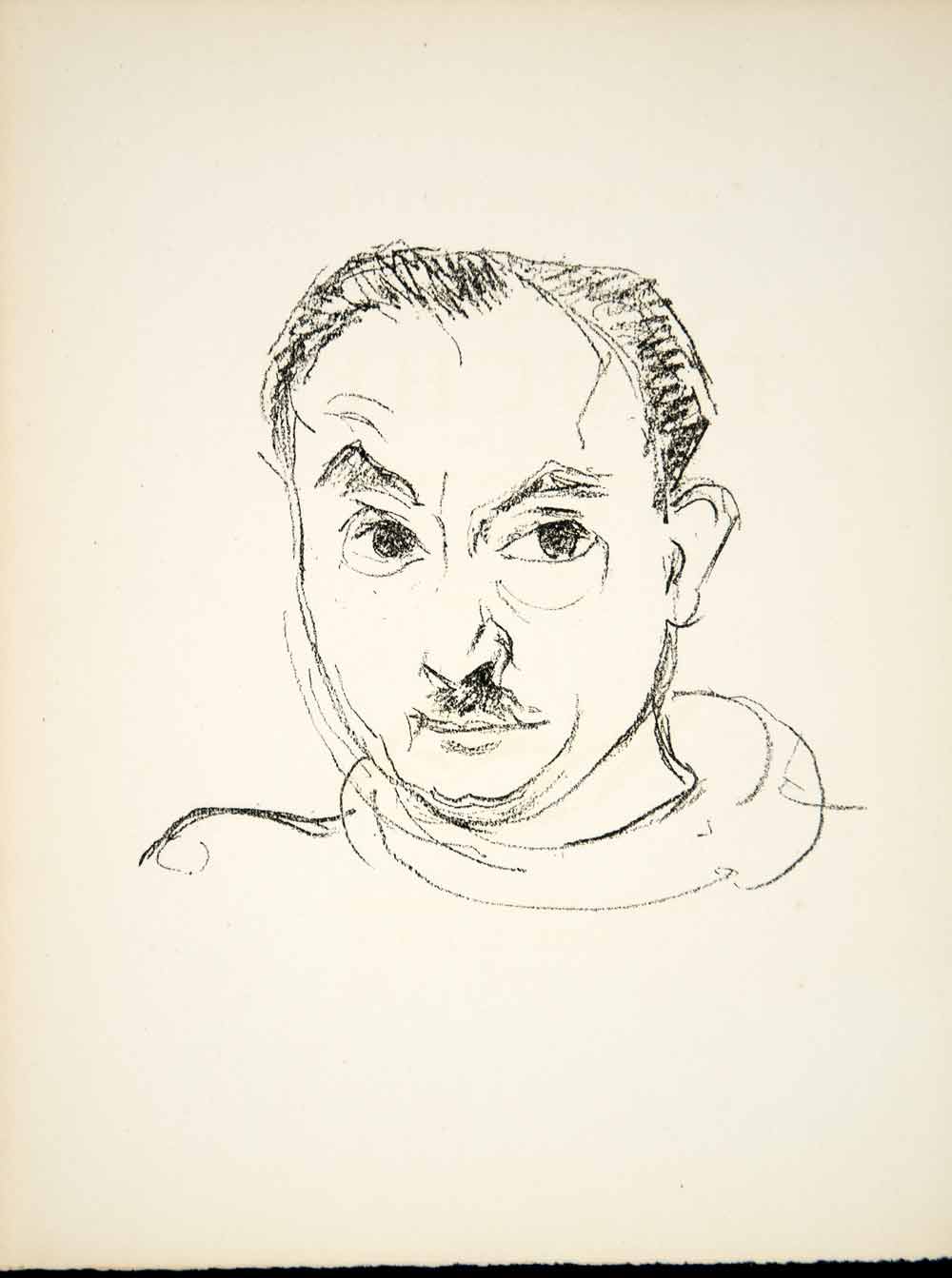1932 Lithograph Jacques Touchet Self Portrait French Book Illustrator ADLT1