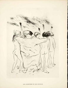 1930 Heliogravure Marcel Vertes Nude Women Aventures du Roi Pausole Pierre ADLV1
