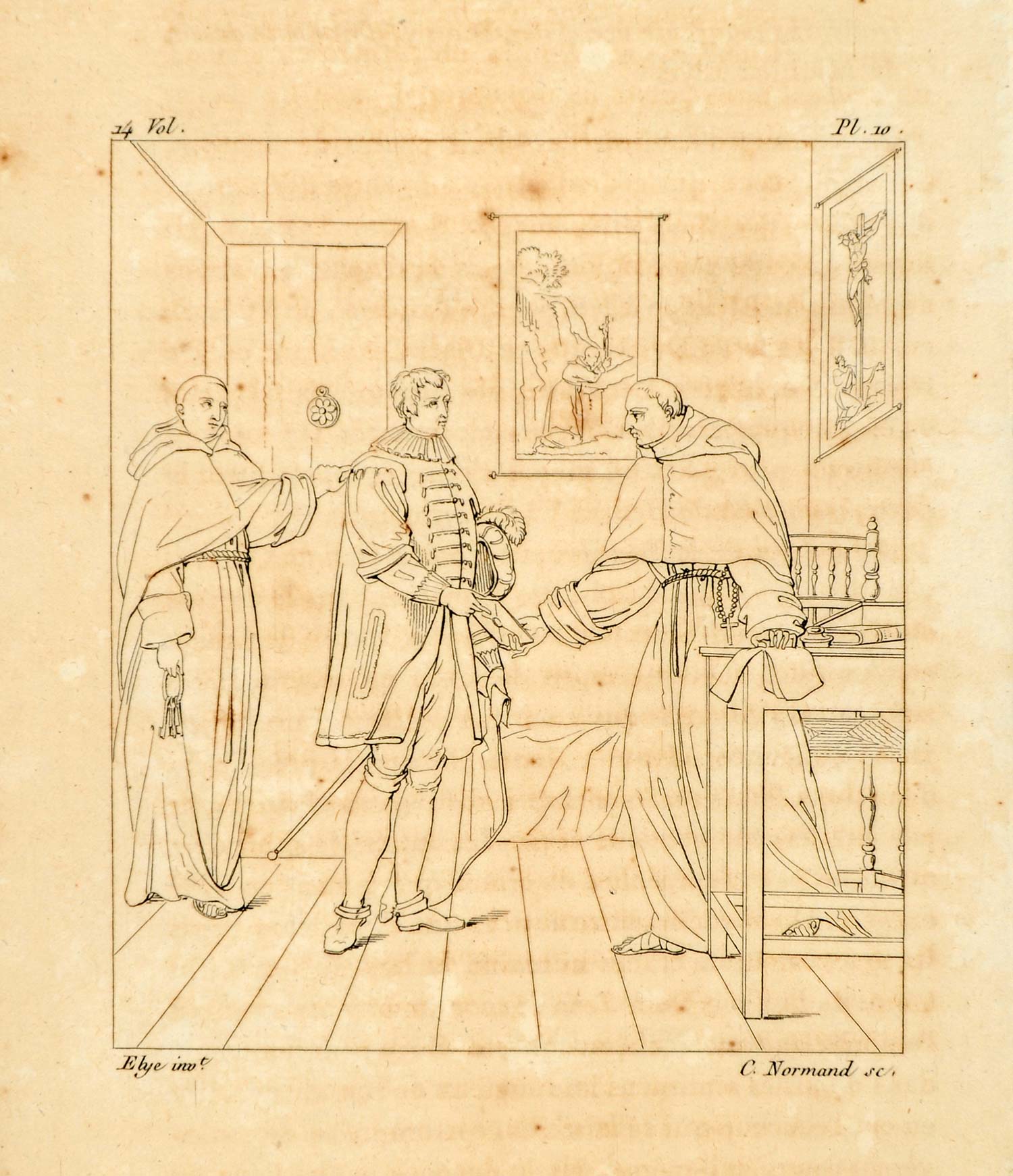 1807 Copper Engraving Jean de La Barriere Abbot Letter Henri III Charles ADM1