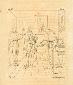 1807 Copper Engraving Jean de La Barriere Abbot Letter Henri III Charles ADM1