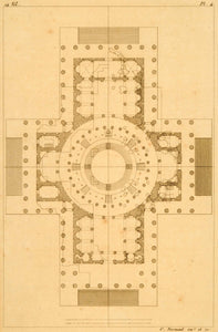 1807 Copper Engraving Grande Armee Monument Plan Elevation La Madeleine ADM1
