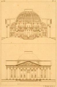 1807 Copper Engraving Grande Armee Monument Plan Elevation La Madeleine ADM1