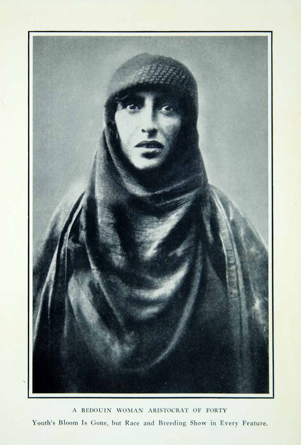 1927 Print Bedouin Woman Portrait Traditional Dress Costume Middle East ADV1