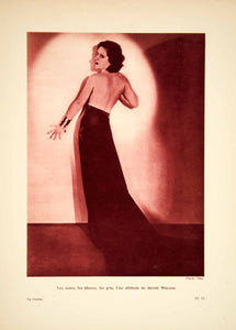 1932 Photolithograph Renee Weller Film Movie Actress Portrait Evening Gown AEC1
