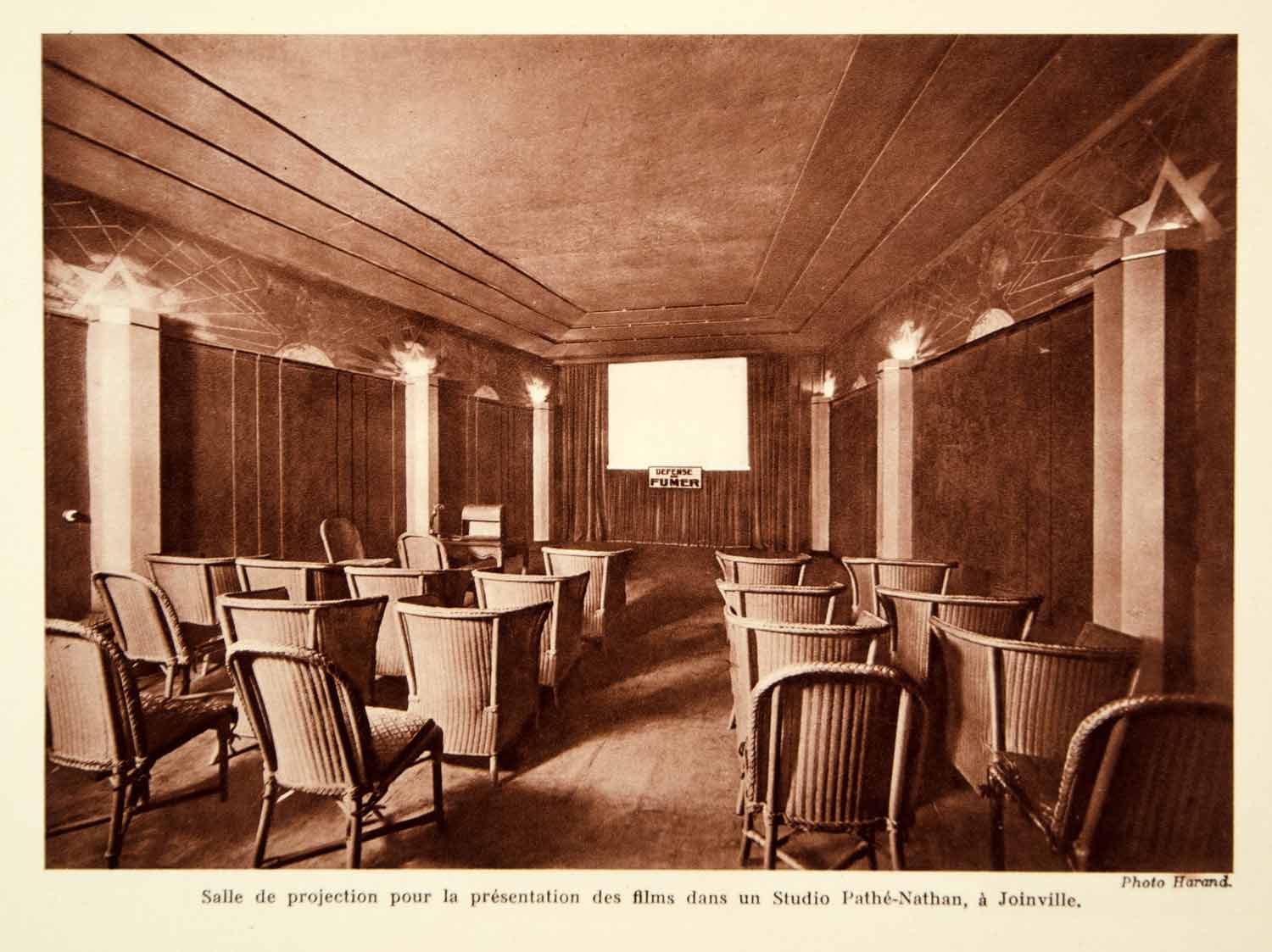 1932 Photolithograph Pathe-Natan Studios Film Screening Projection Room AEC1