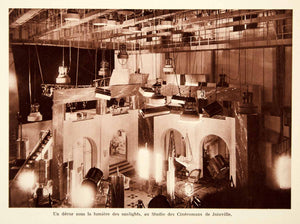 1932 Photolithograph French Film Studio Movie Set Lights Lighting Cinema AEC1