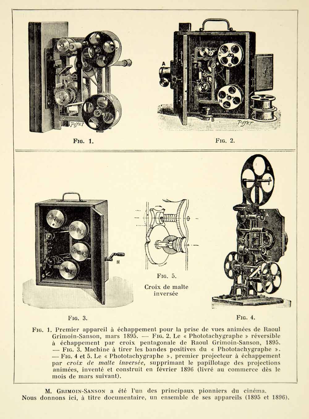 1932 Photolithograph Grimoin-Sanson Phototachygraphe Camera Film Projection AEC1