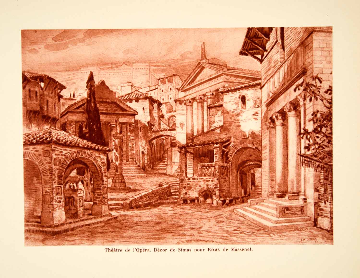 1931 Photolithograph Roma Opera Jules Massenet Eugene-Martial Simas Design AEC2