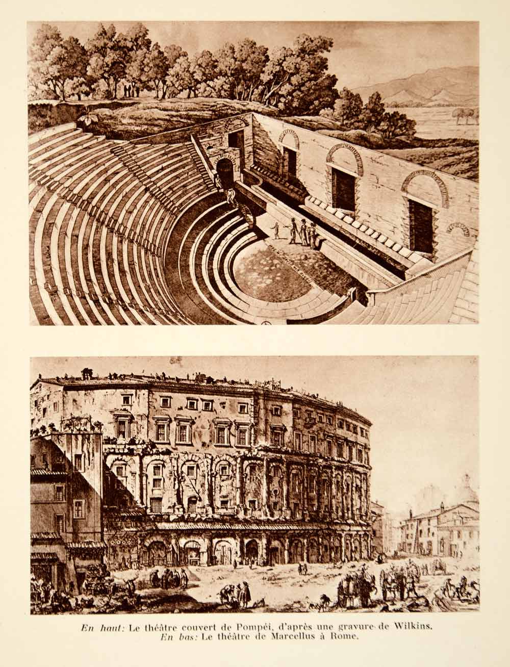 1931 Photolithograph Pompeii Theatre of Marcellus Rome Ancient Ruins Roman AEC2