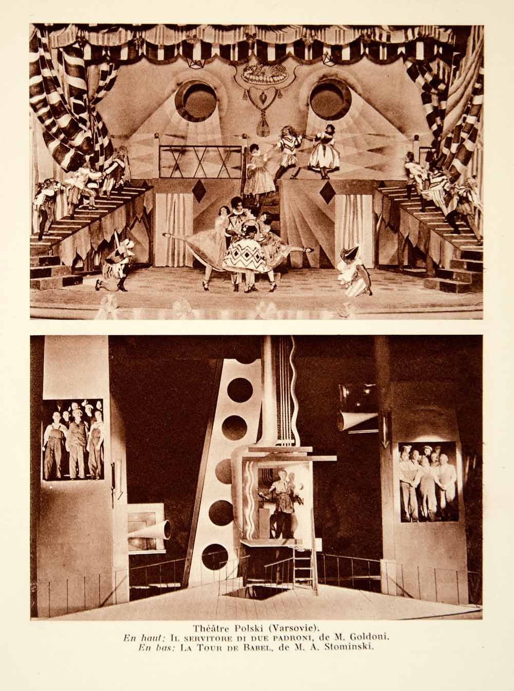 1931 Photolithograph Polish Theatre Warsaw Stage Set Design Plays Actors AEC2