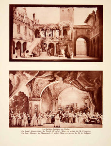 1931 Photolithograph Lyric Opera Italy Rigoletto Manon Stage Design Theatre AEC2