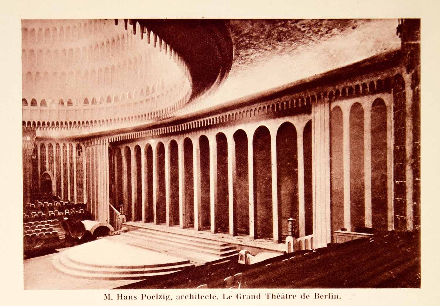 1931 Photolithograph Grosses Schauspielhaus Theatre Berlin Hans Poelzig AEC2