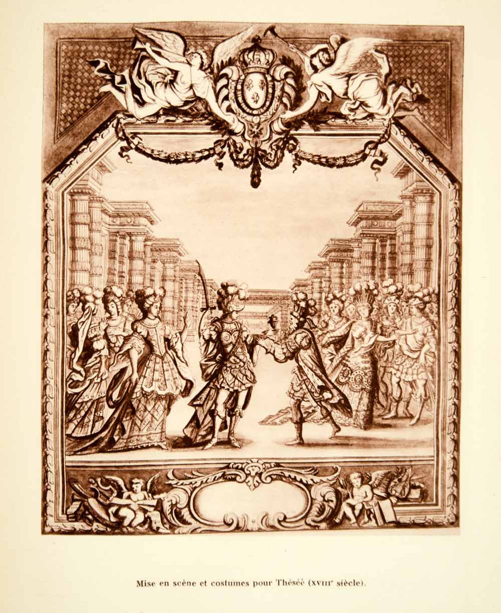 1931 Photolithograph French Opera Theseus 18th Century Costumes Stage Set AEC2