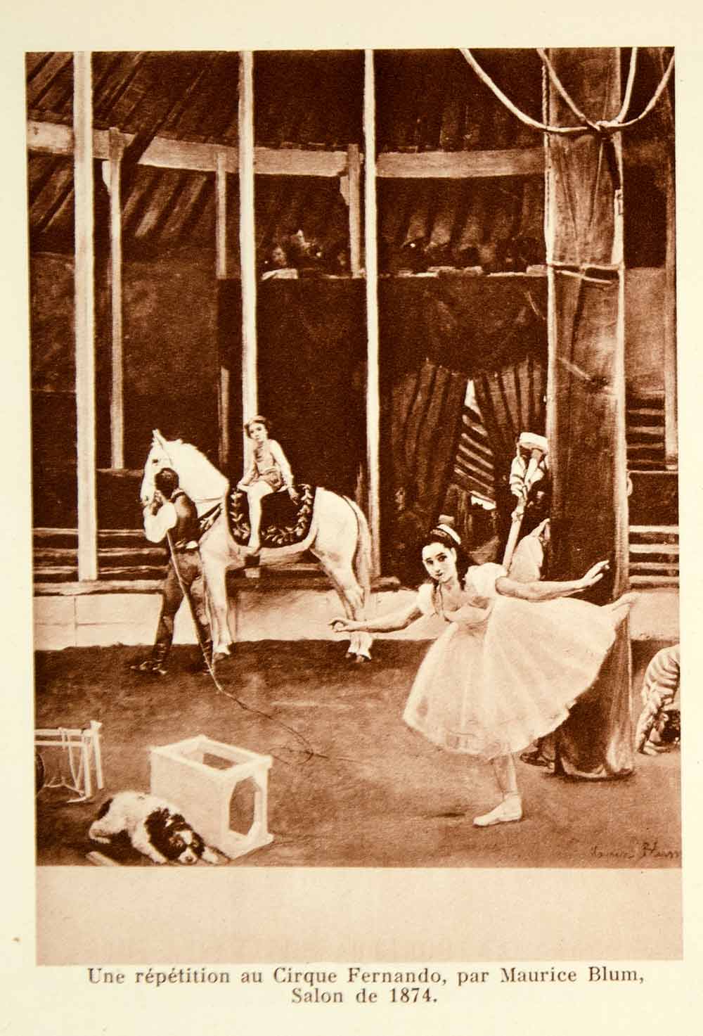 1931 Photolithograph Cirque Fernando Circus Ring Performer Maurice Blum Art AEC2