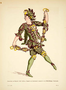 1932 Pochoir Print Ballet Costume 18th Century Male Dancer Dancing Dance AEC3