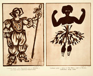 1932 Photolithograph Ballet Costume Design Juan Gris Andre Derain Dancers AEC3