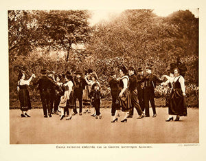 1932 Photolithograph Alsace Traditional Folk Dance French Costume Dancers AEC3