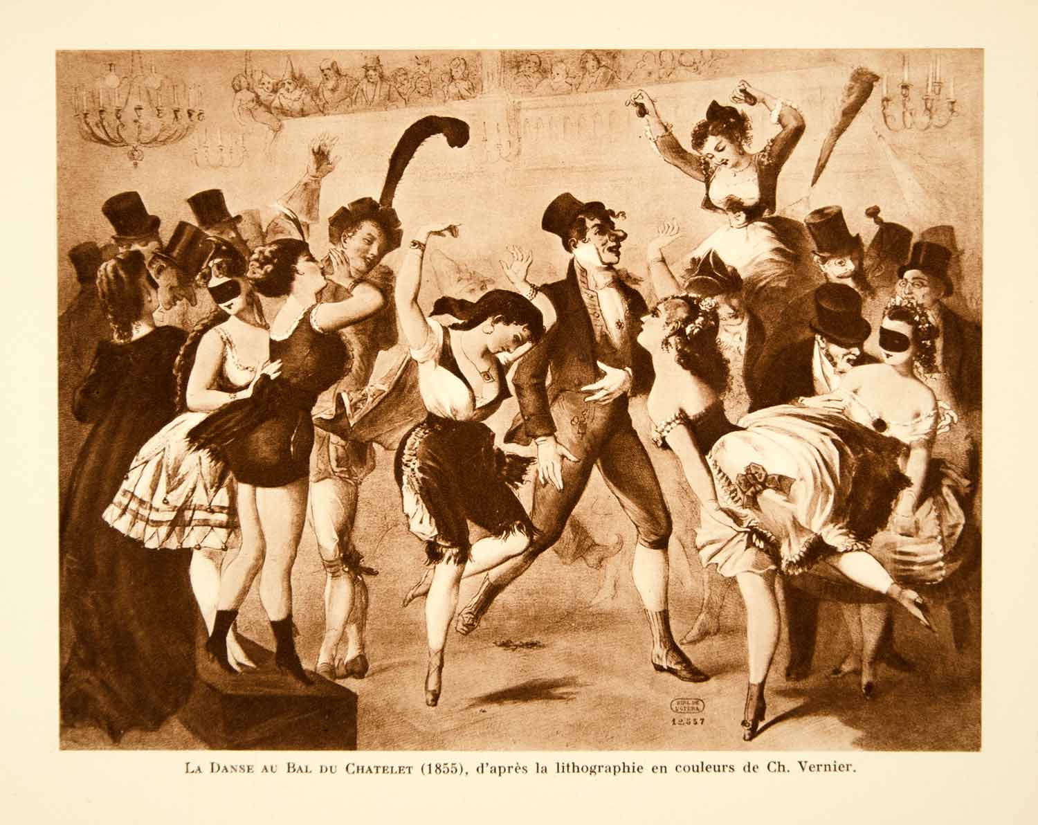 1932 Photolithograph Dancing Dance Danse au Bal du Chatelet Paris Dancers AEC3