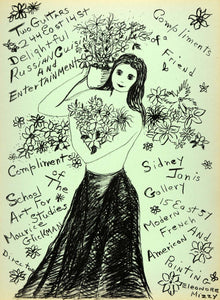 1950 Original Lithograph Flower Bouquet Eleonore Mizzy School Art Studies AEF1