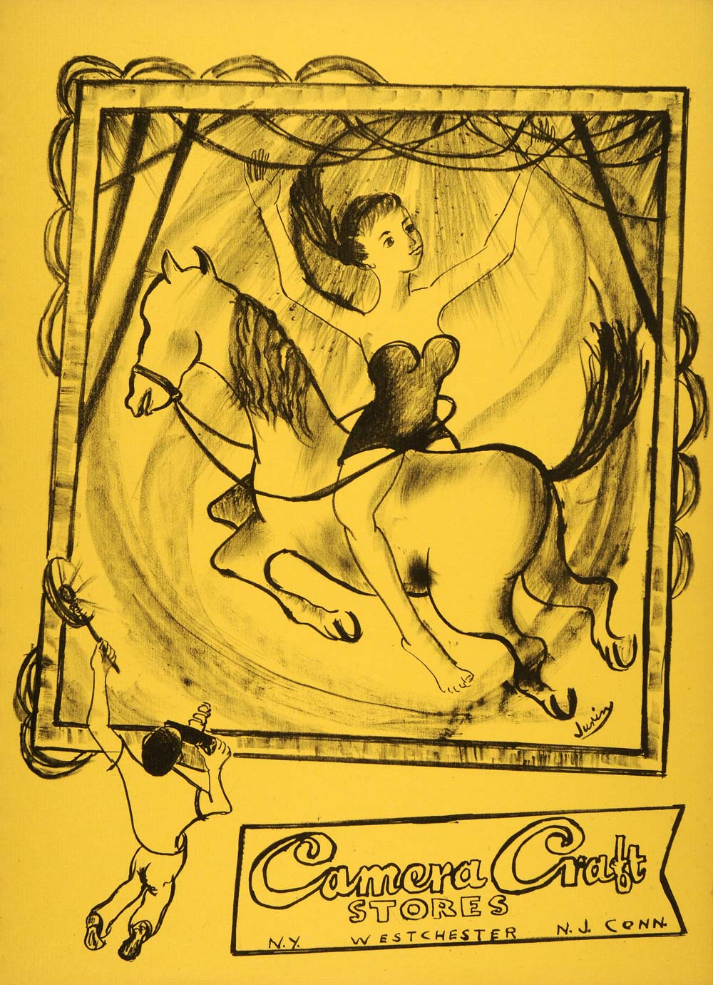 1952 Original Lithograph Acrobat Horse Dancer Camera Craft Lilly Jurin AEF3