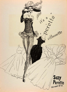 1954 Original Lithograph Bertram Goodman Art Suzy Perette Lingerie Fashion AEF4