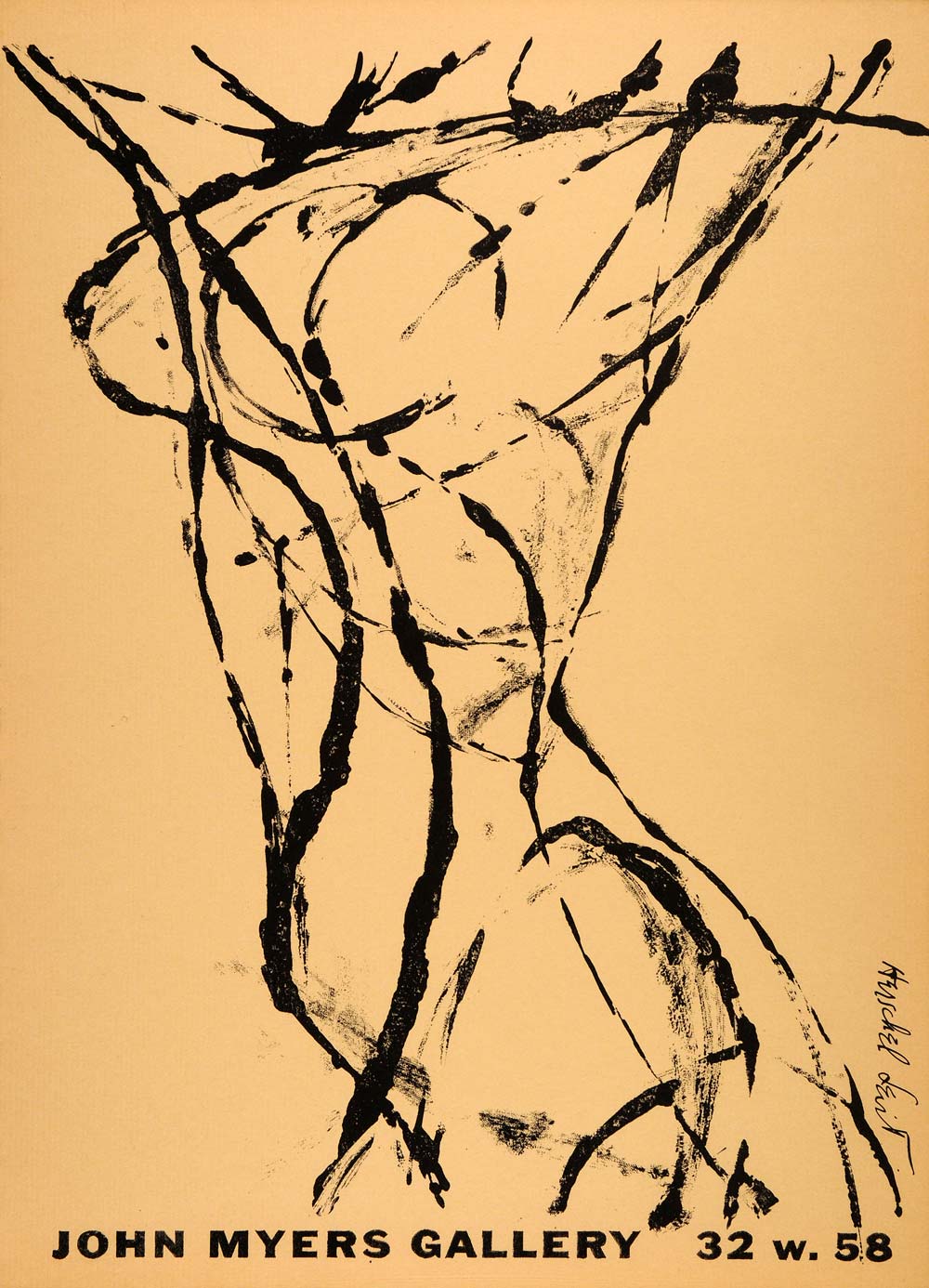 1954 Original Lithograph Herschel Levit Art Nude Woman Body John Myers AEF4