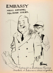 1954 Original Lithograph Jack Levine Art Embassy Menswear Fashion Tailor AEF4