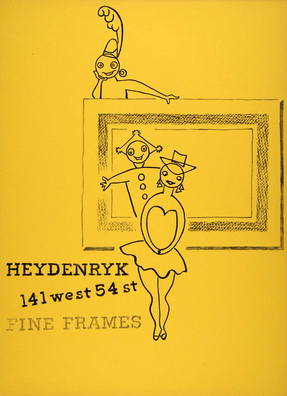 1954 Original Lithograph Heydenryk Picture Frames Decor New York Cartoon AEF4