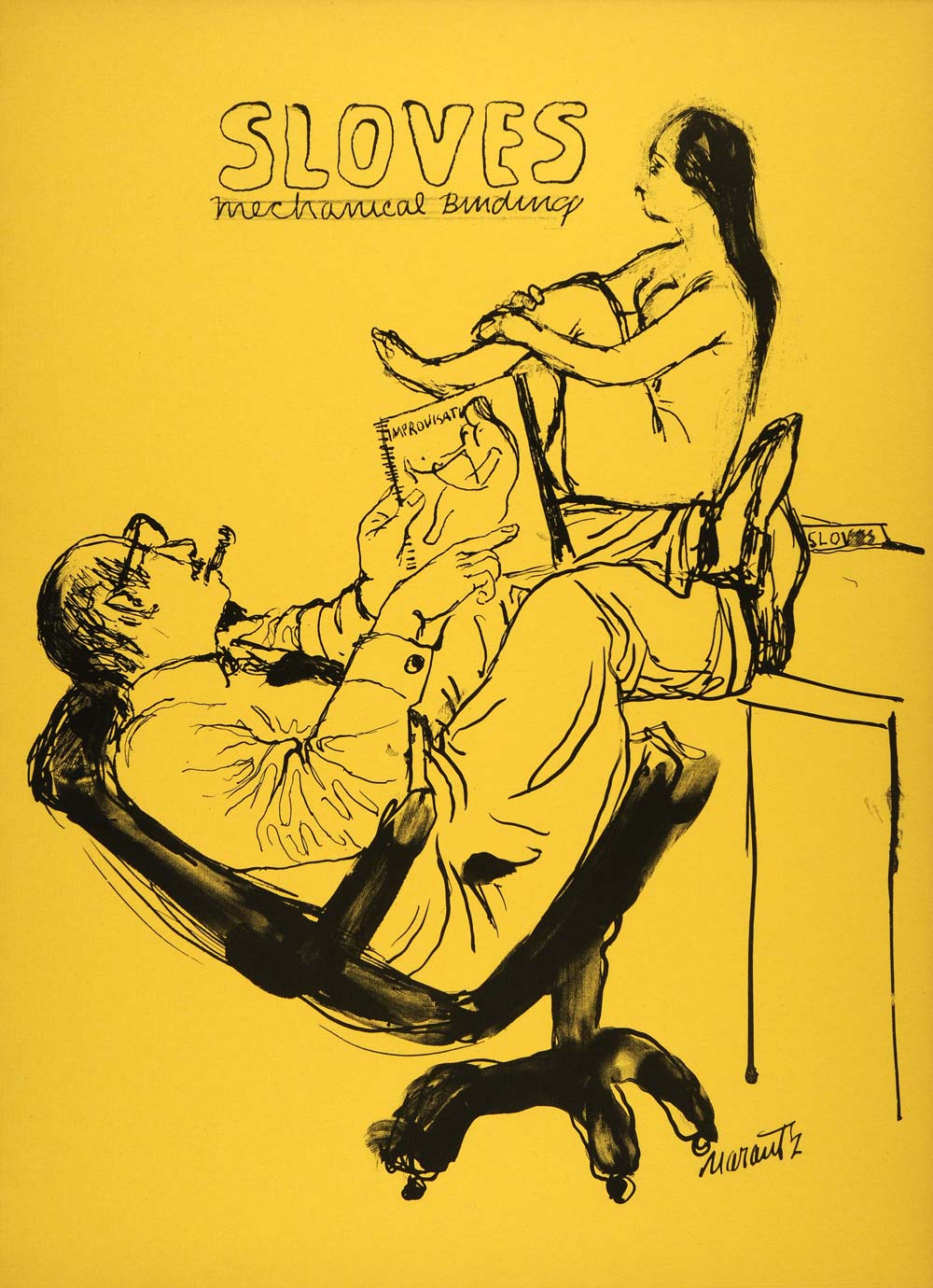 1954 Original Lithograph Irving Marantz Art Sloves Book Binding Nude Woman AEF4